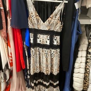 Leopard and Black Lace Maxi Dress